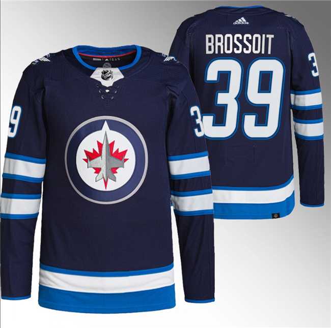 Men%27s Winnipeg Jets #39 Laurent Brossoit Navy Stitched Jersey->washington capitals->NHL Jersey